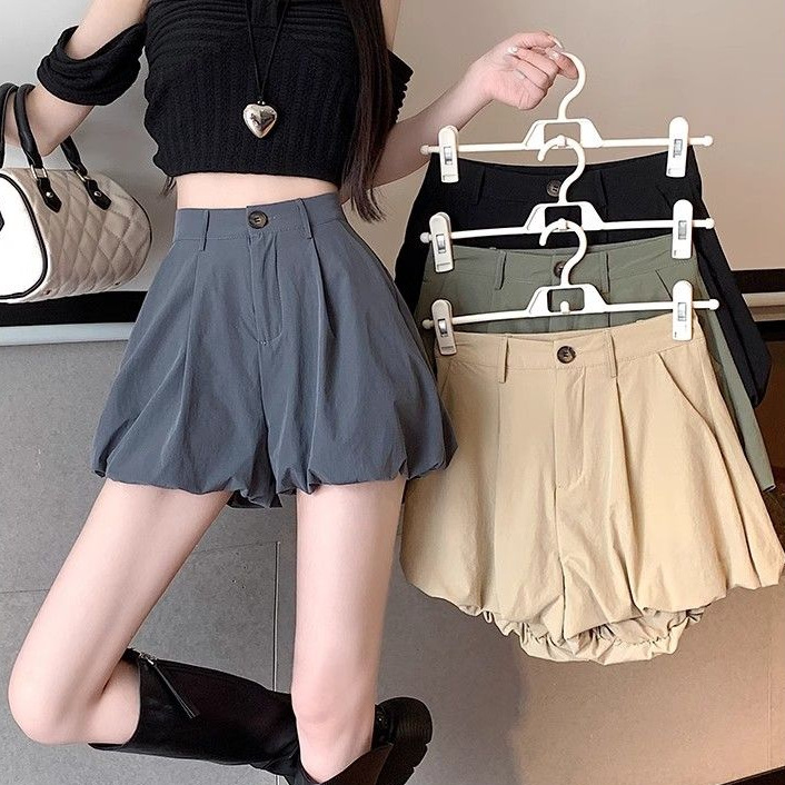Bud Suit Shorts Women's Summer Thin 2024 New High Waist Slimming Casual A- shaped Wide Leg Pants