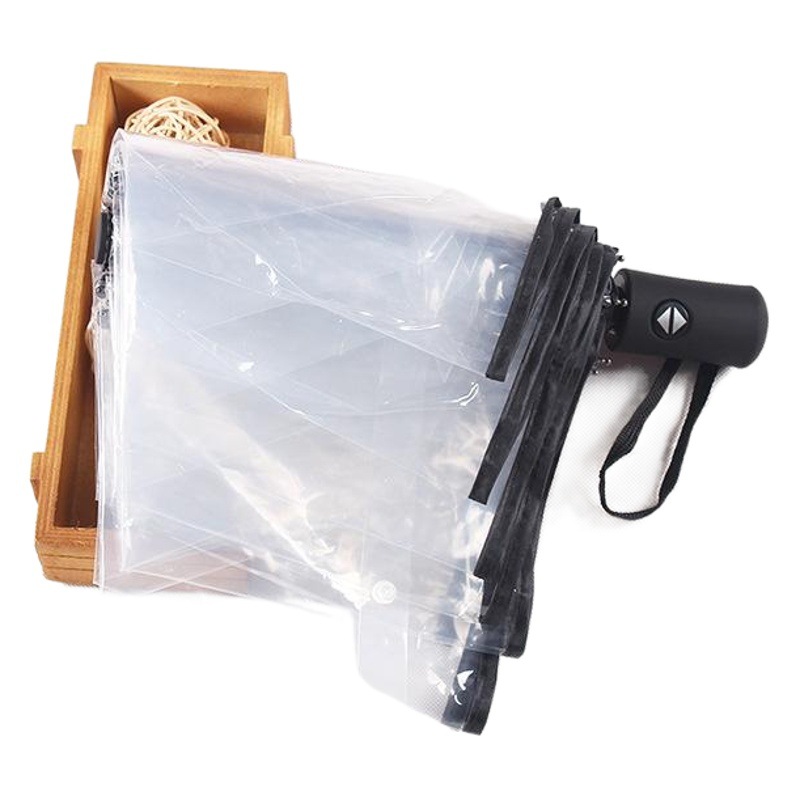 Korean Transparent Umbrella for Women Foldableing Fully Automatic Opening and Closing Umbrella Forest Style 70% off Student Sunny Umbrella for Men Small Fresh Popular