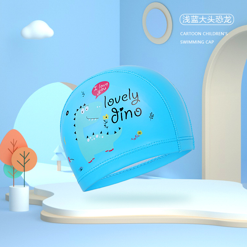 Picture of Youyou Children's Swimming Cap for Boys and Girls, Cartoon Cute Pu Swimming Cap for Girls with Long Hair, Waterproof, Non-Tightening, Cartoon Style Wholesale