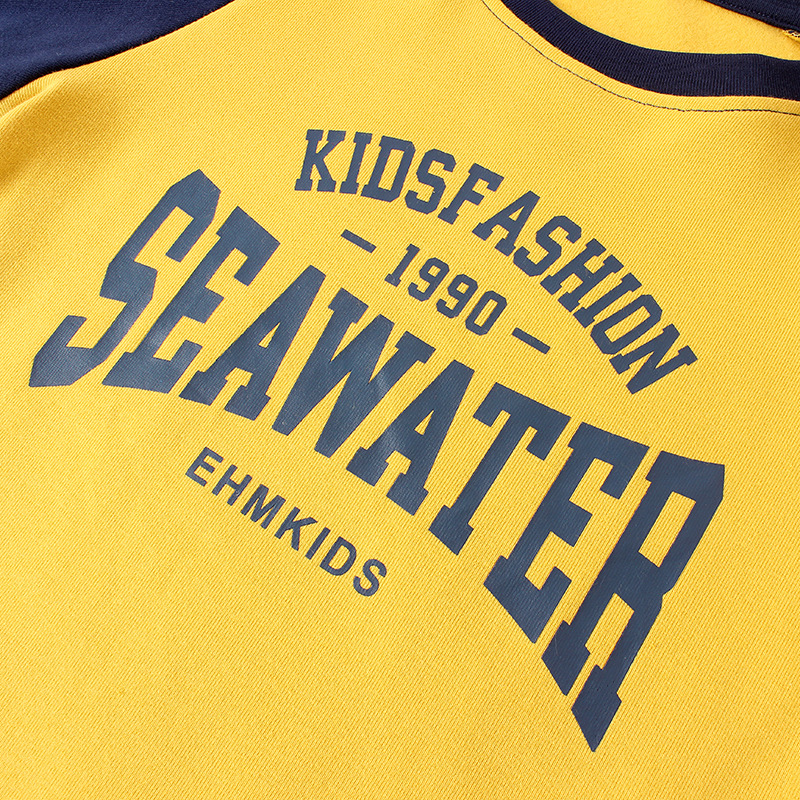 Picture of Spring and Autumn Korean Style New Children's Long-sleeved T-shirt Large Children's All-match Raglan Cotton Cashmere Top Boys' Base Shirt