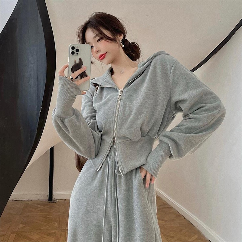 Fashionable Age-Reducing Suit for Women, Early Autumn Hooded Sweatshirt, Fashionable Casual Pants, Sportswear, Petite Two-Piece Set, Trendy # 867