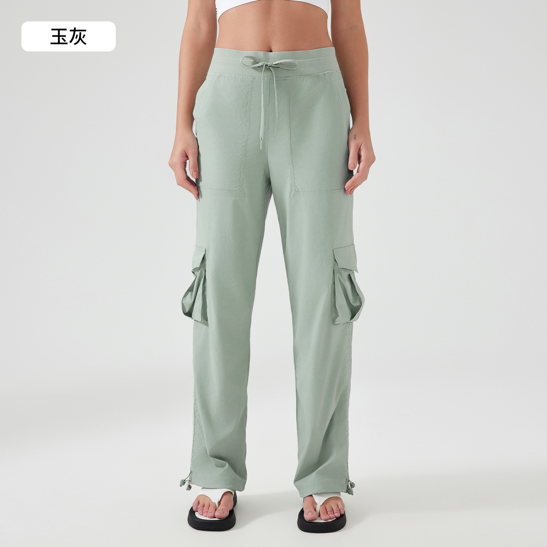 Picture of Casual Sports Pants Women's Loose Slimming Drawstring Two-Wear Quick-Drying Overalls Outdoor Running Fitness Pants D25001