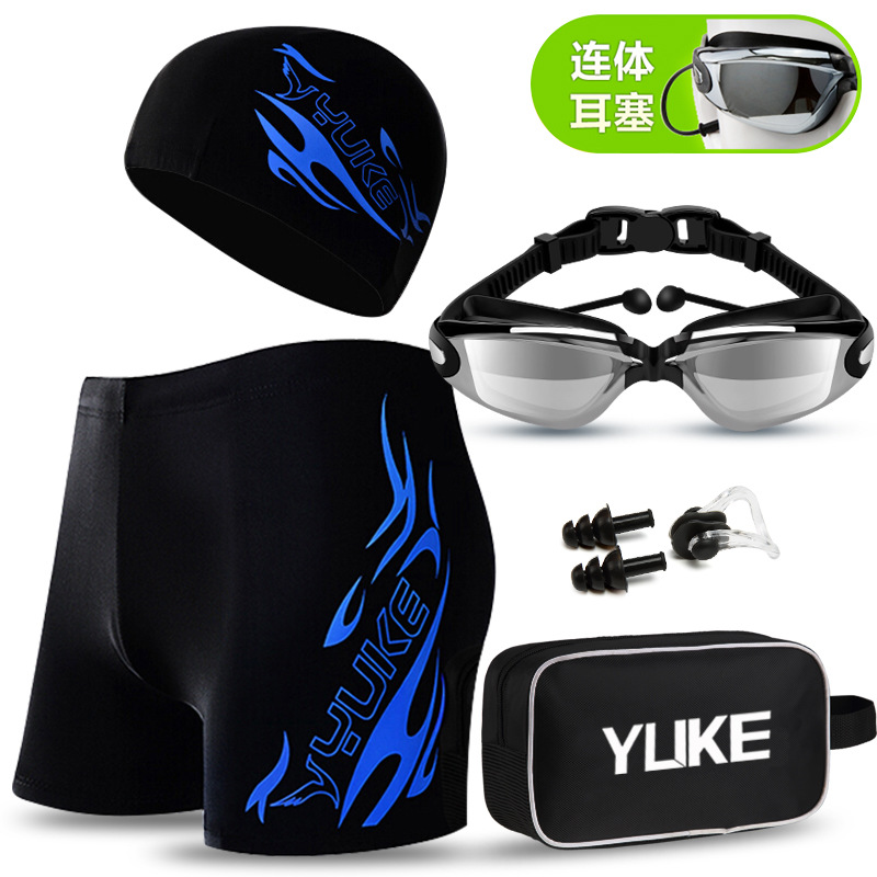 Picture of Swimming Trunks Men's Boxer Hot Spring Pants Large Size Loose Swimming Suit Men's Fashion Swimming Goggles Swimming Cap Set Equipment Swimsuit