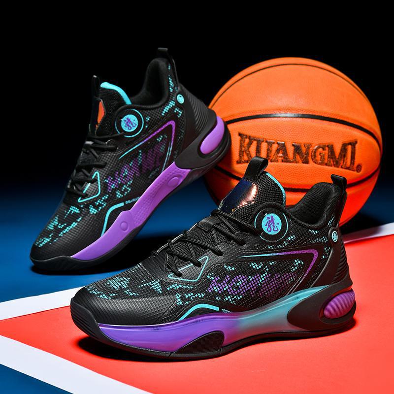New basketball shoes summer student breathable non-slip shock absorption sports running shoes light non-slip actual concrete men