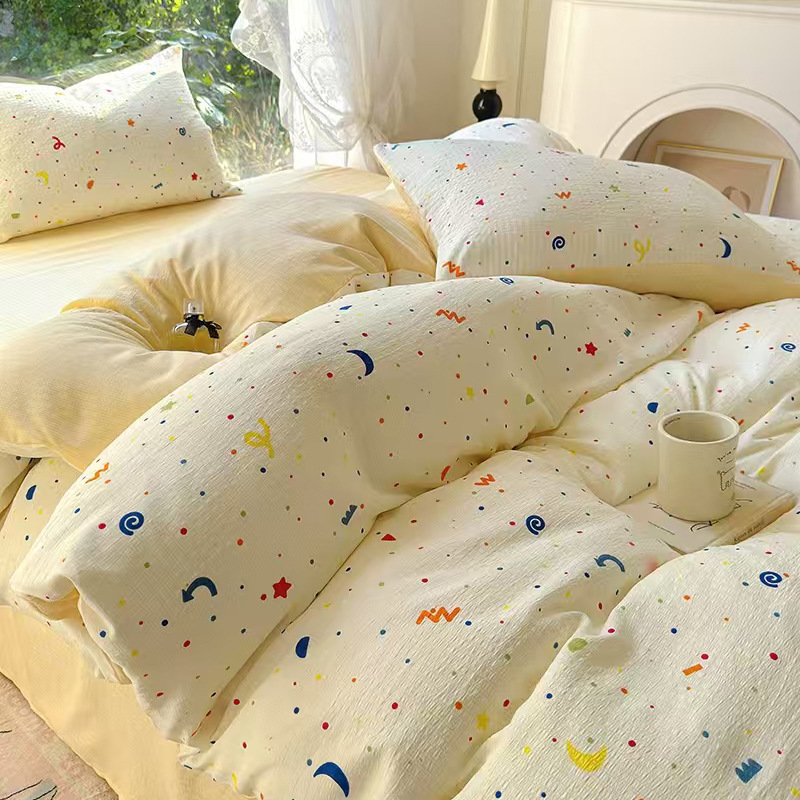 Picture of Category a Maternal and Infant Grade Small Fresh Floral Xiaozhu Cotton Quilt Cover Single Piece Skin-Friendly Washed Cotton Thickeneded Quilt Cover Wholesale