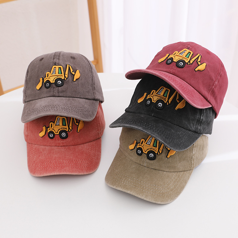 Picture of Children's hat wholesale Spring and Autumn New washed boys and girls cap Korean retro excavator cartoon baseball cap