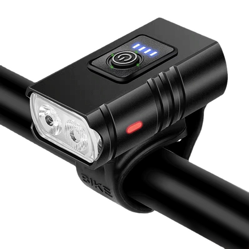 Bicycle headlight cross-border USB rechargeable aluminum alloy lighting T6 power display near and high beam warning riding light