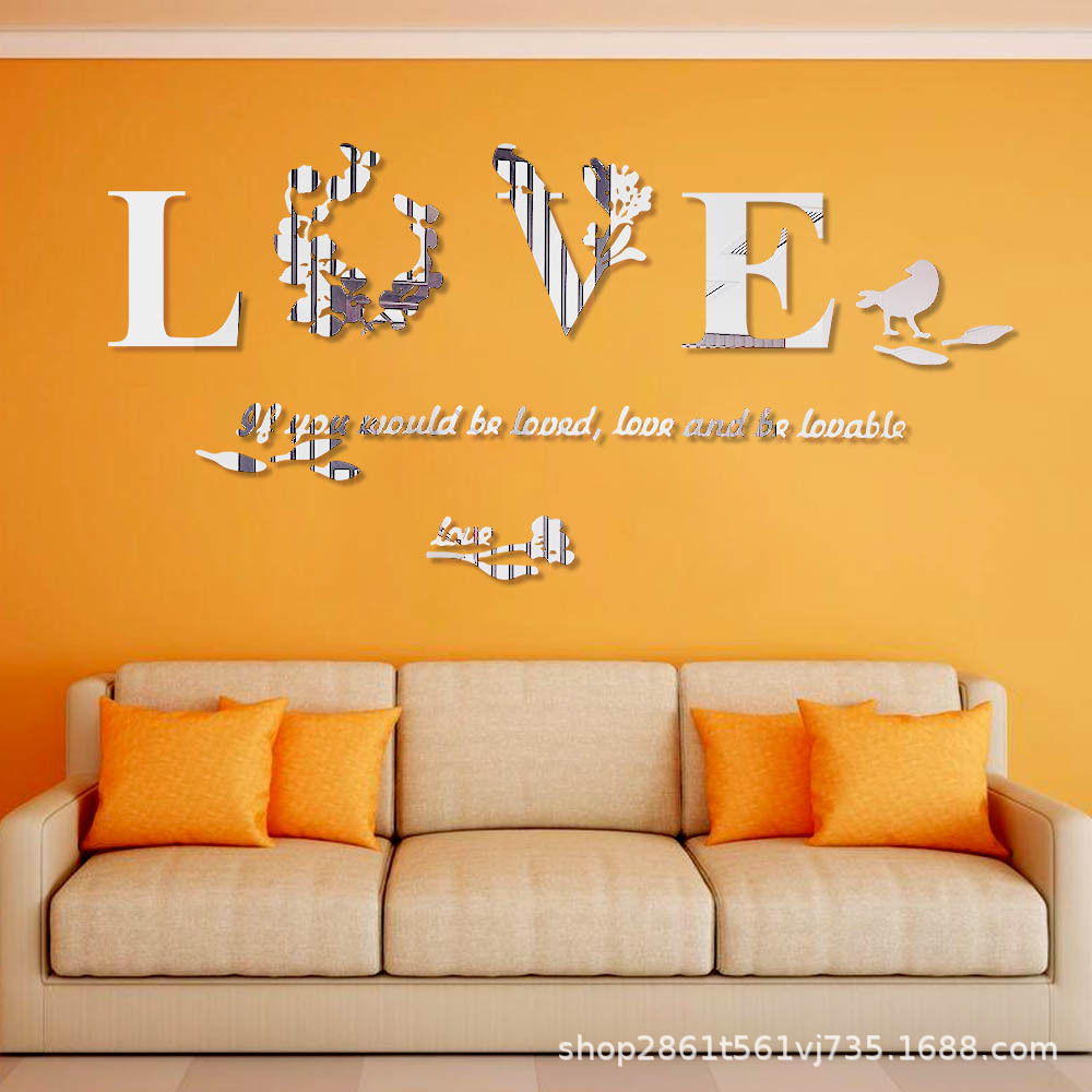 Creative 3D Acrylic Wall Stickers Mirror Decorative Stickers Bedroom Living Room TV Background Wall Stickers
