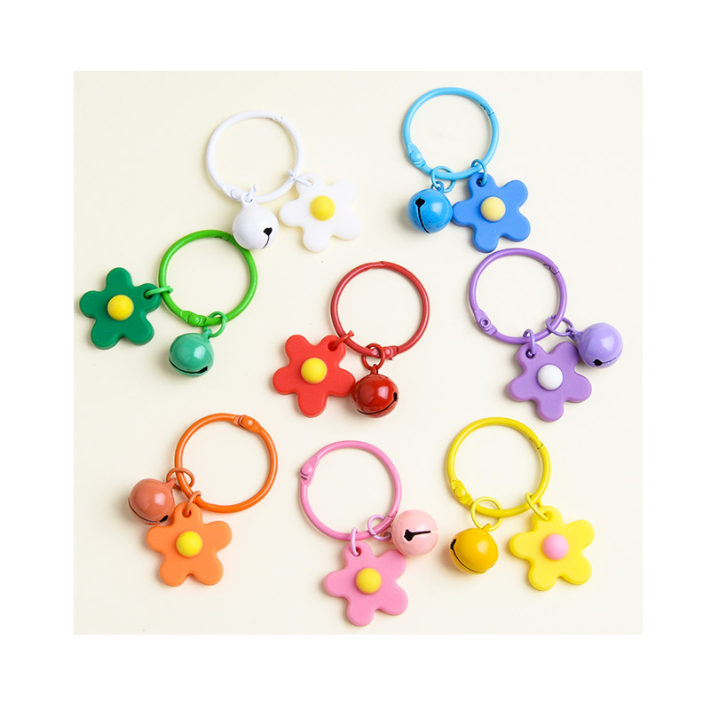 Picture of Korean Style Hyun-a Small Fresh Color Small Flower Bell Keychain Tanabata Gift Key Ring Bag Women's Hanging Accessories