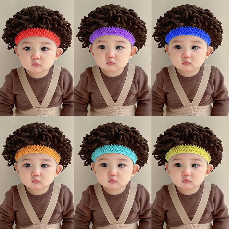 Han Fan Wig Autumn and Winter New Style Baby Hat Trendy Fan Autumn and Winter Boys' Knitted Hat Girls' Curled Wool Hat Trendy