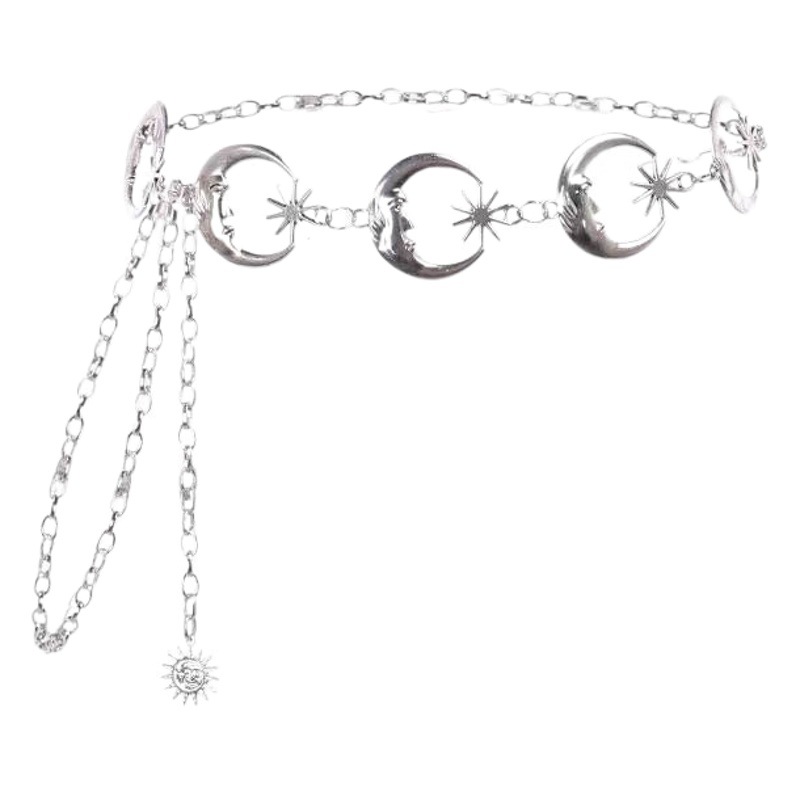 ins style fashion personality trend sunflower pants chain hip hop punk multiple moon body chain atmospheric waist chain