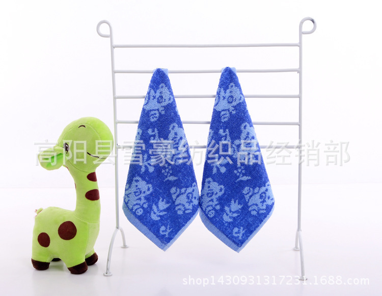 Picture of Manufacturer Wholesale Children's Jacquard Small Square Towels 25.25 Cotton Towels Baby Cartoon Pattern Saliva Towels Soft Floral Design