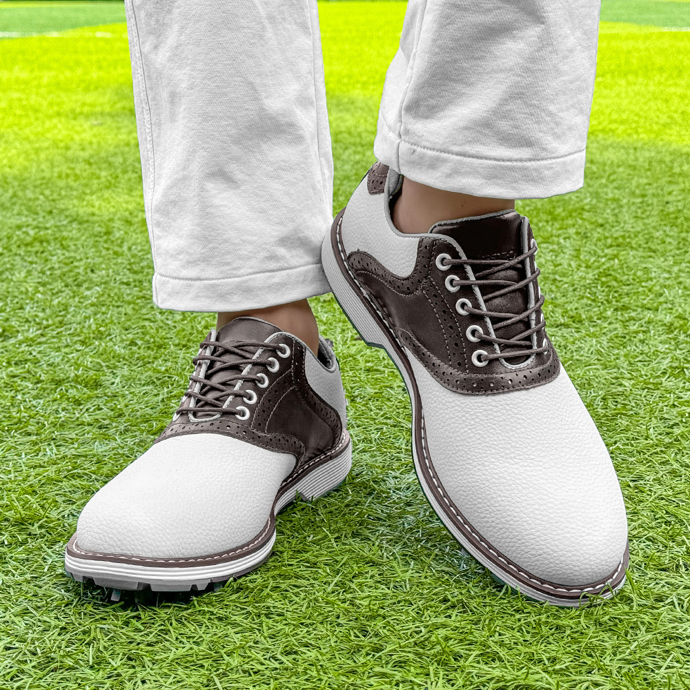 Extra Large Size Fixed Nails Outdoor Casual Shoes Men's Breathable Golf Shoes Lace-Up Color Matching Cycling Sports Shoes