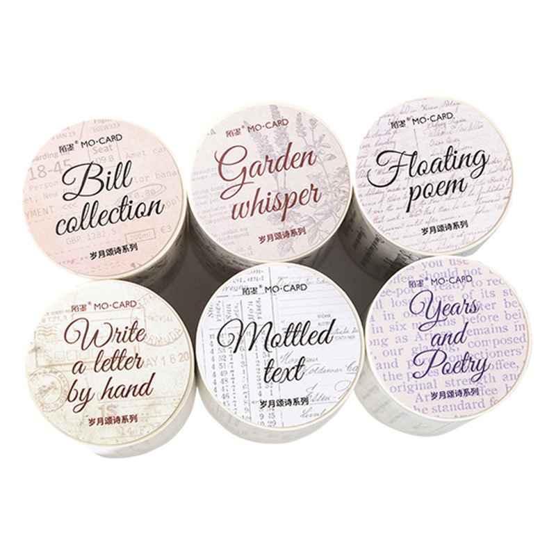Momo Washi Tape Years Old Ode to the Poetry Series Ins English Handbook DIY Material Decoration Circulation Stickers 6 Types