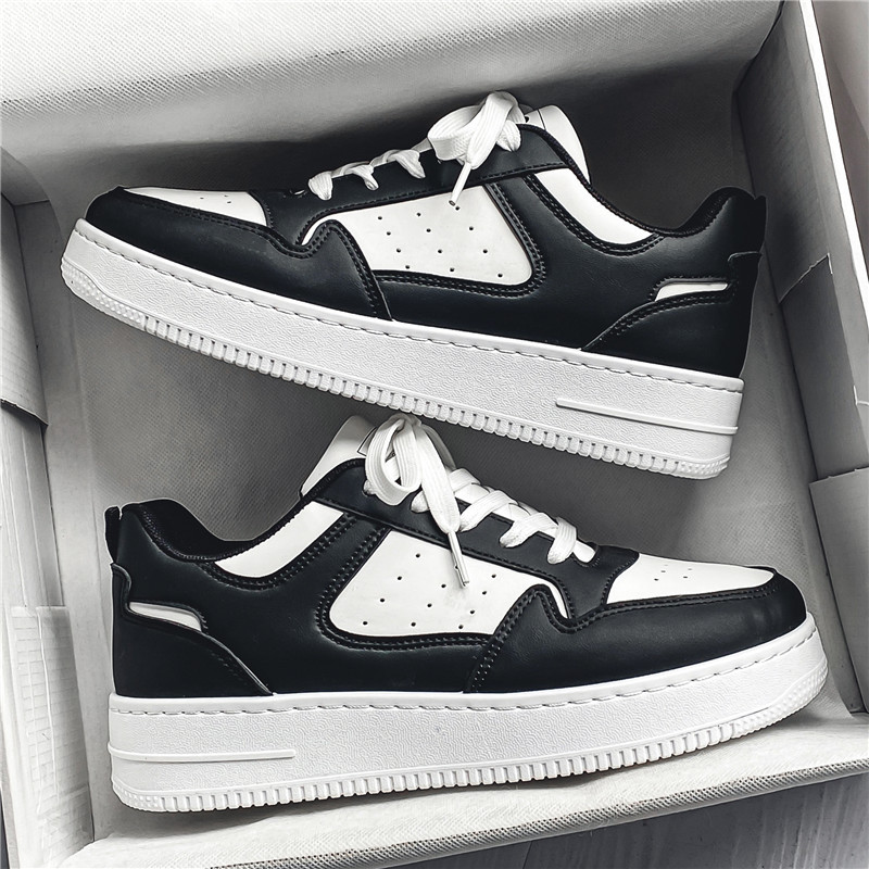 Men's Shoes Spring New Breathable White Shoes for Male Students Trendy All-match Thick-soled Sports Casual Low-top Board Shoes for Men