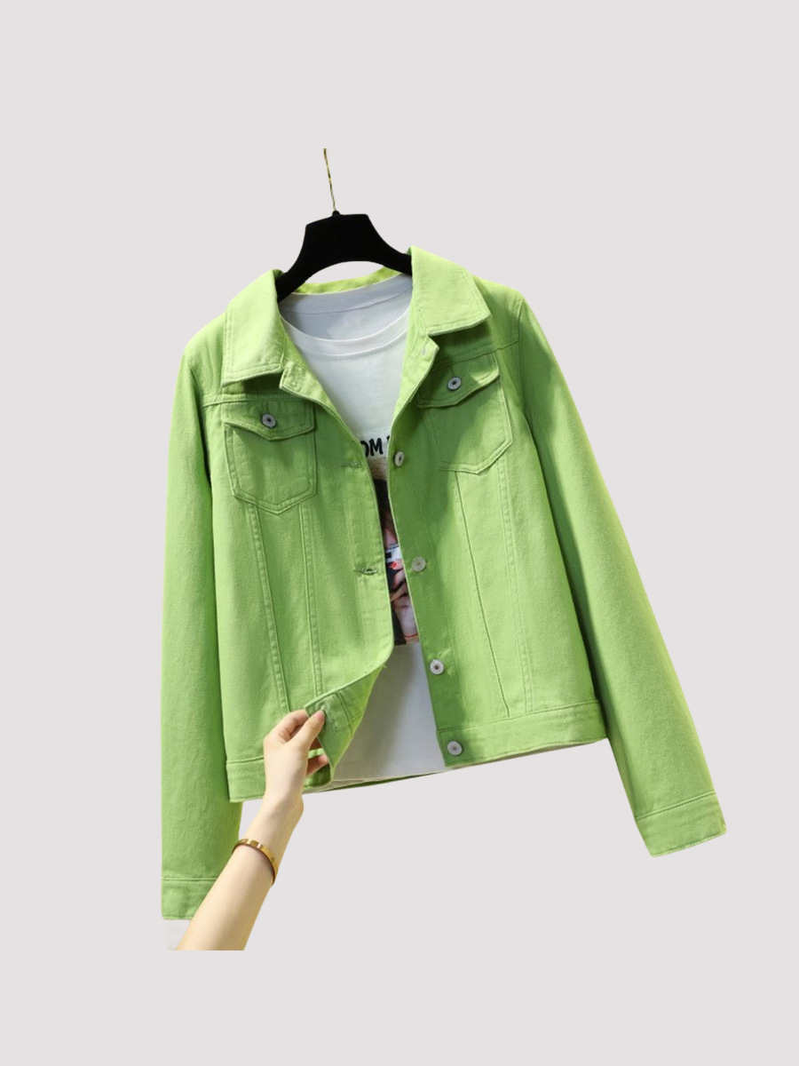 Picture of Vintage Denim Shirt Jacket for Women, Hong Kong Style Loose Denim Work Jacket, Trendy Popular Foreign Trade Jacket for Women