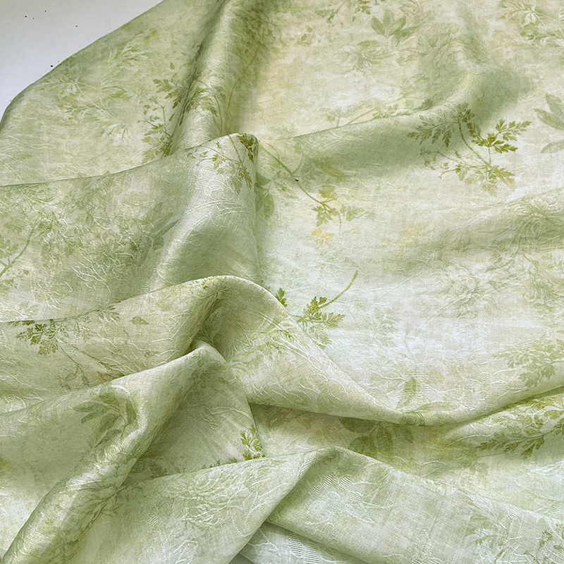 New Chinese Style Rose Branch Tencel Jacquard Fabric Han Dynasty Cheongsam Dress Fabric Handmade DIY Fabric