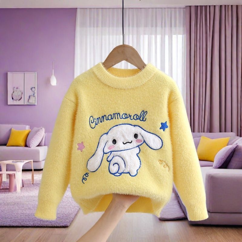 Picture of [2025 Yugui Dog] Girls' Winter Sweater New Autumn and Winter Mink Velvet Knitted Shirt Big Children's Base Shirt