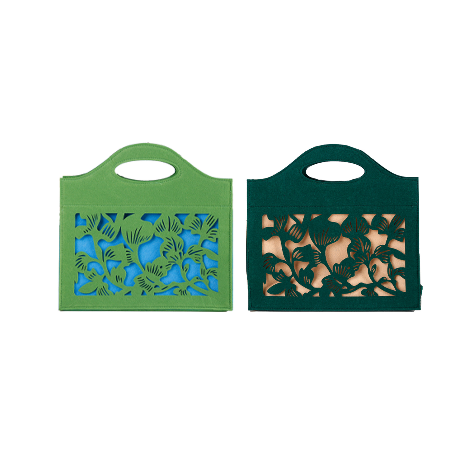 Picture of New Chinese-Style Felt Tote Bag, Large Capacity, Hollow-Out Design, National Style Felt Storage Bag