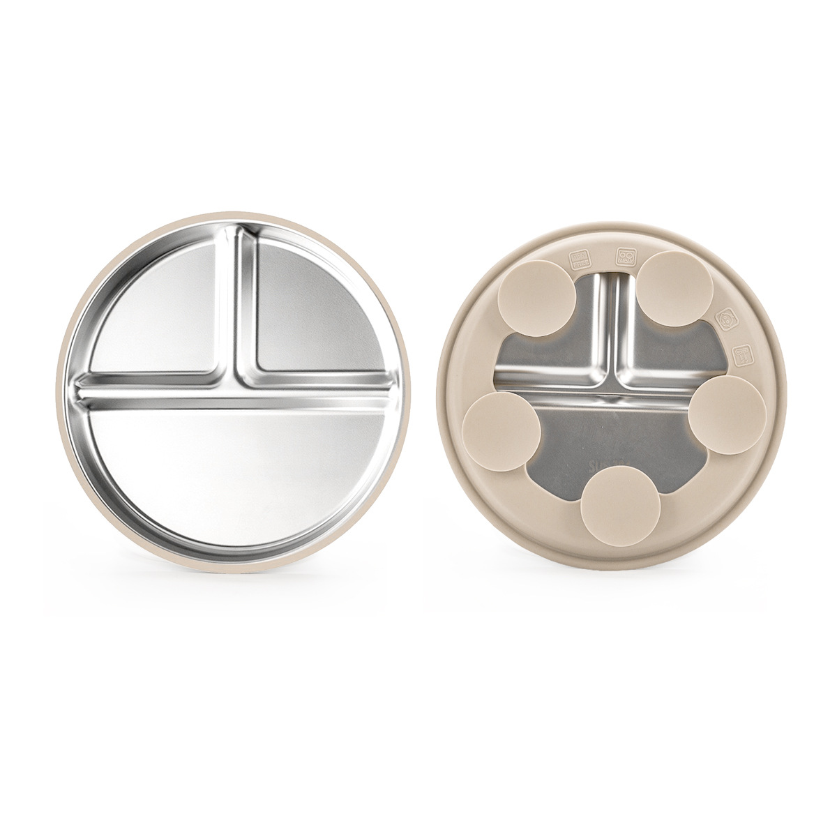 Picture of Cross-Border Baby Dinner Plate Baby Suction Cup Kidsren's Tableware Set Divided Plate Anti-Fall 304 Stainless Steel Silicone Bowl