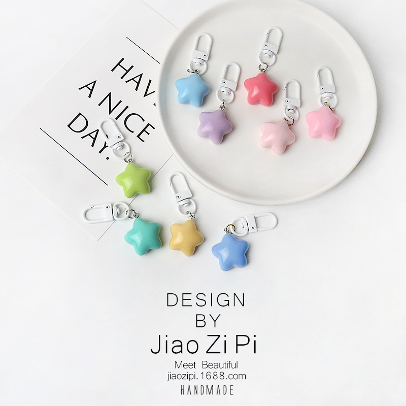 Sweet Dopamine Five-pointed Star Keychain Macaron Bag Sweet Girl Pendant Accessories All-match Hanging Accessories