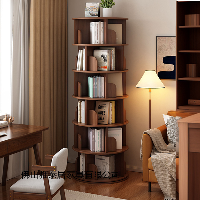 Rotating bookshelf simple modern home multi-layer shelf floor-to-ceiling 360 degree bookcase student book locker