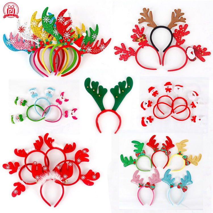 Christmas Decorations Christmas Head Buttons Antlers Headbands Party Props Kidsren's Gift Supplies Snowman Headbands Wholesale