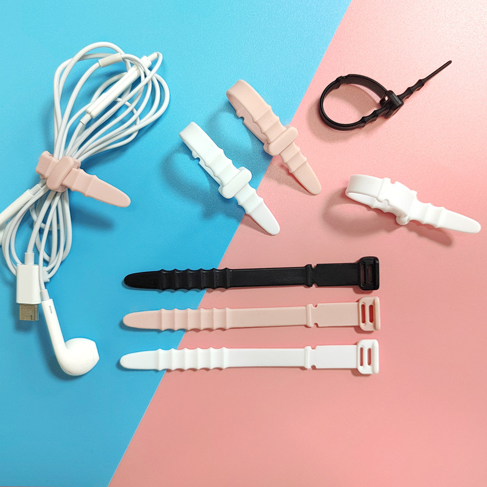 Picture of 180mm Extended Silicone Cable Tie Organizer, Earphone Data Cable Storage Silicone Strap, Extended Version