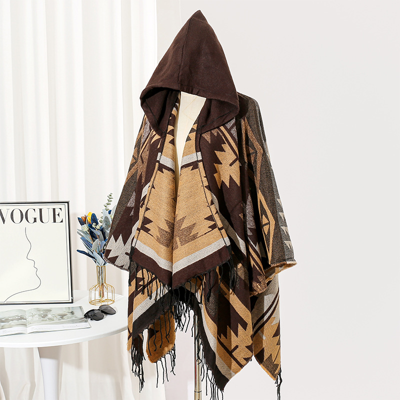 Picture of Ethnic Style Hooded Shawl Women's Yunnan Western Sichuan Travel Wear Costume Xinjiang Desert Photograph Outer Cape Cape