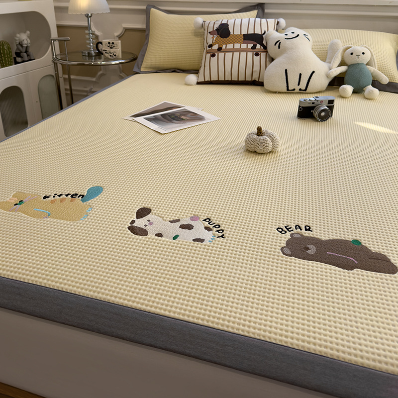 Picture of Category a Maternal and Infant Grade Waffle Ice Bean Mat Three-Piece Set Classy Ice Silk Mat Fitted Sheet Summer Air-Conditioned Soft Mat
