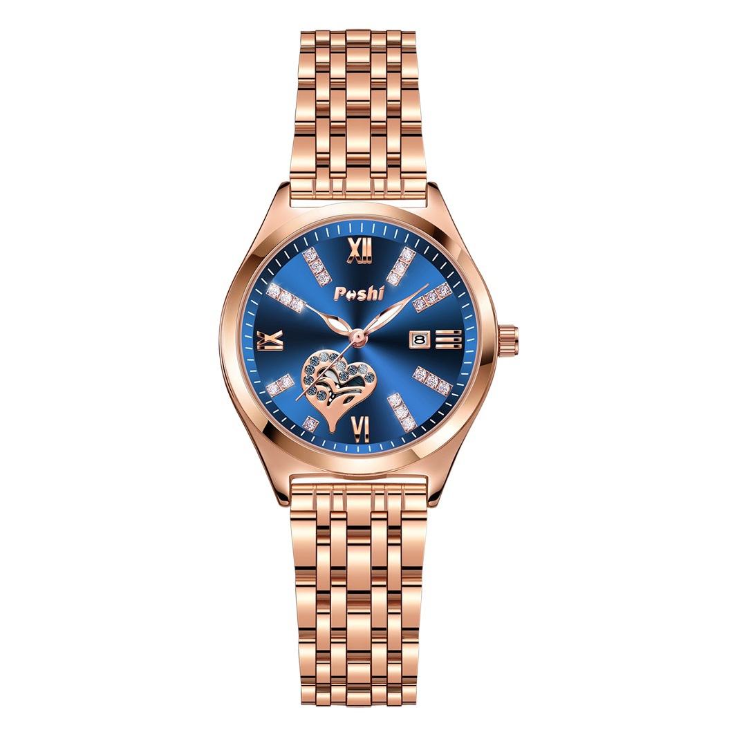 Poshi new waterproof luminous women's watch female student steel belt calendar watch TikTok popular one-piece delivery