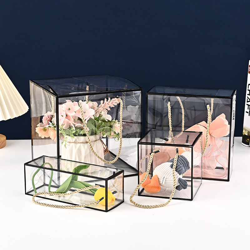 Picture of pvc portable gift box pet transparent packaging box christmas pingan fruit snowflake crisp packing box transparent plastic box