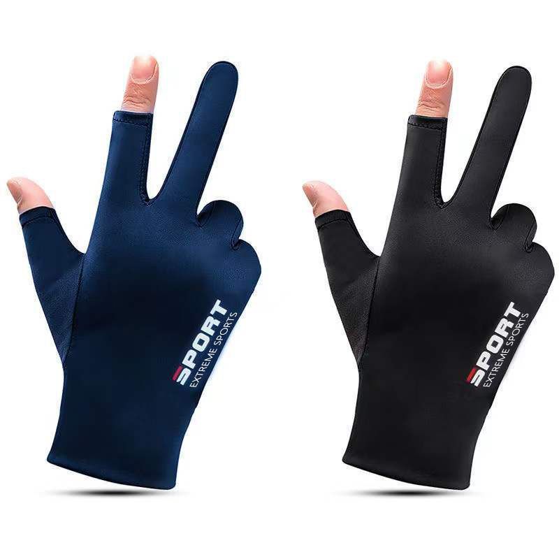 Picture of Gloves Men's and Women's Summer Open Finger Thin Ice Driving Leakage Two Finger Fishing Half Finger Riding Takeaway Rider Sports