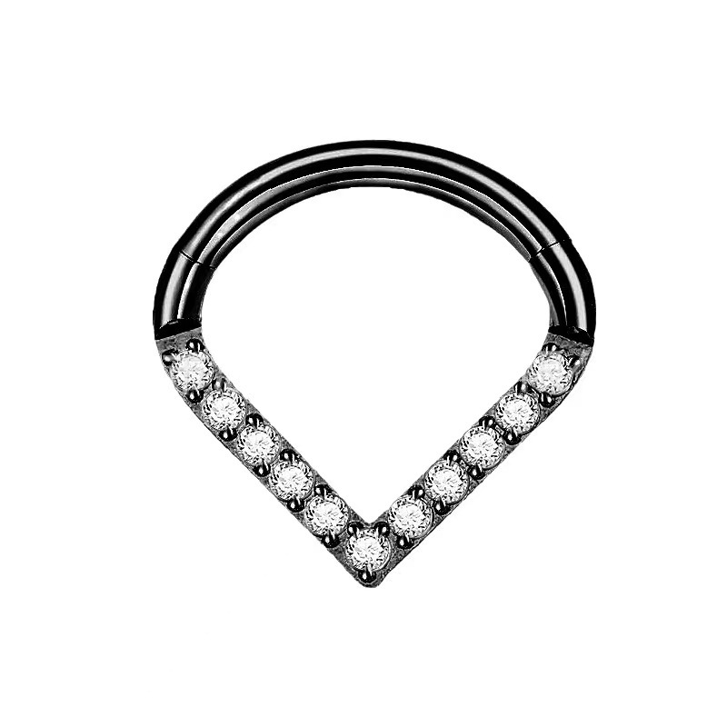 Picture of 316L stainless steel puncture jewelry heart inlaid zircon closed ear ring seamless nose ring multifunctional cartilage earrings