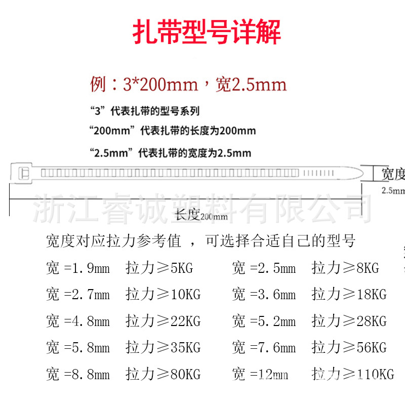 Picture of Black nylon cable tie factory wholesale black and white 3 X100 150200 4*200 plastic rolled cable tie