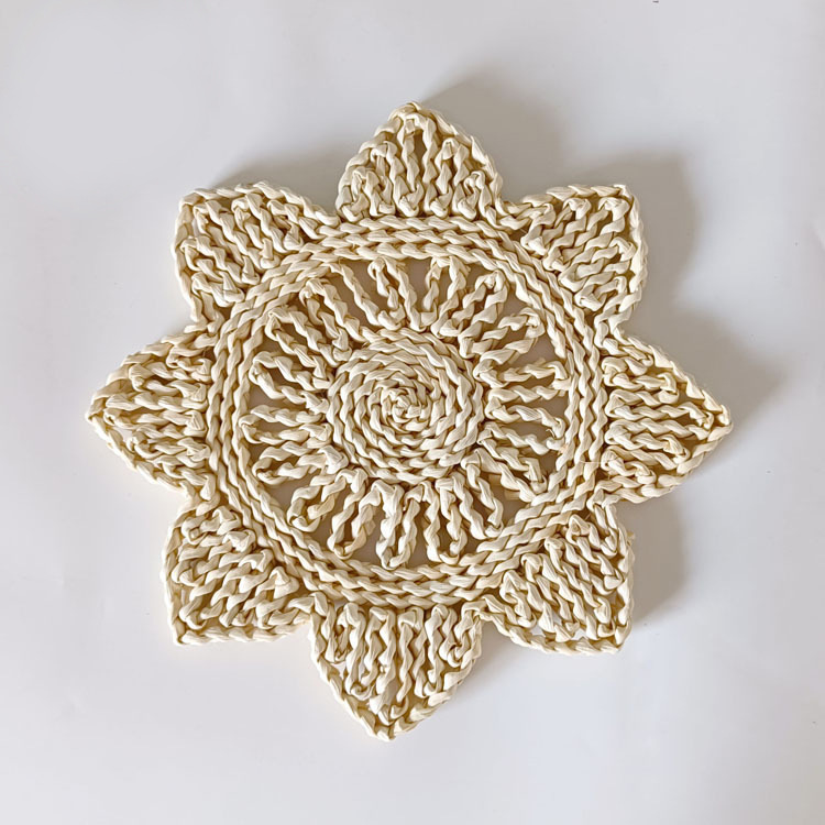 Picture of Bohemian style straw wall decoration living room background wall decoration ethnic round hanging decoration sofa bedside hanging decoration