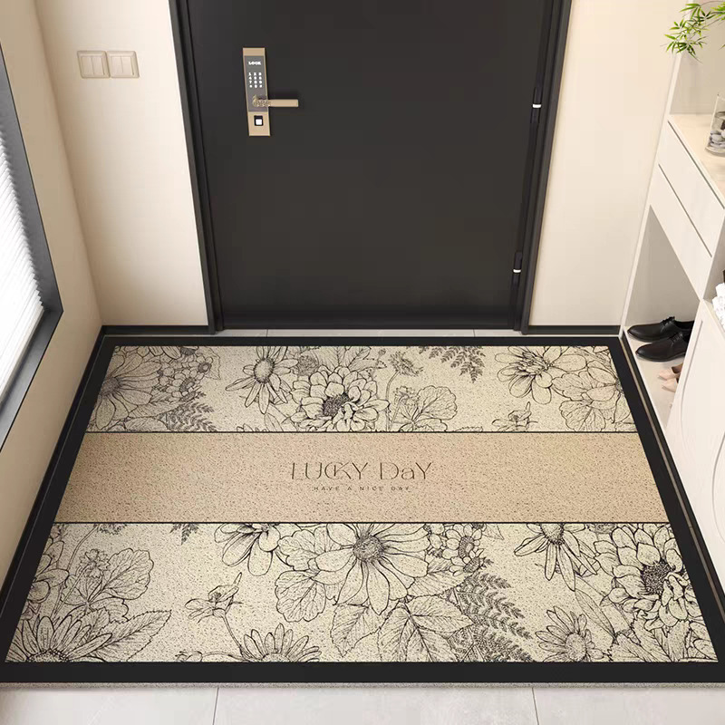Light Luxury Advanced Entrance Door Mat Dirt Resistant Wash-free Mat Retro Entrance Door Non-slip Mat Silk Ring Foot Mat Entrance Carpet