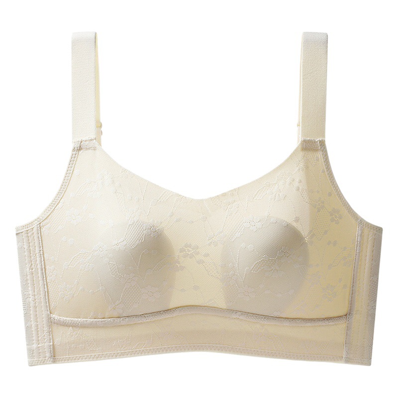 High-quality big chest small underwear women's wireless anti-gravity breathable breast-receiving bra without steel ring full cup bra