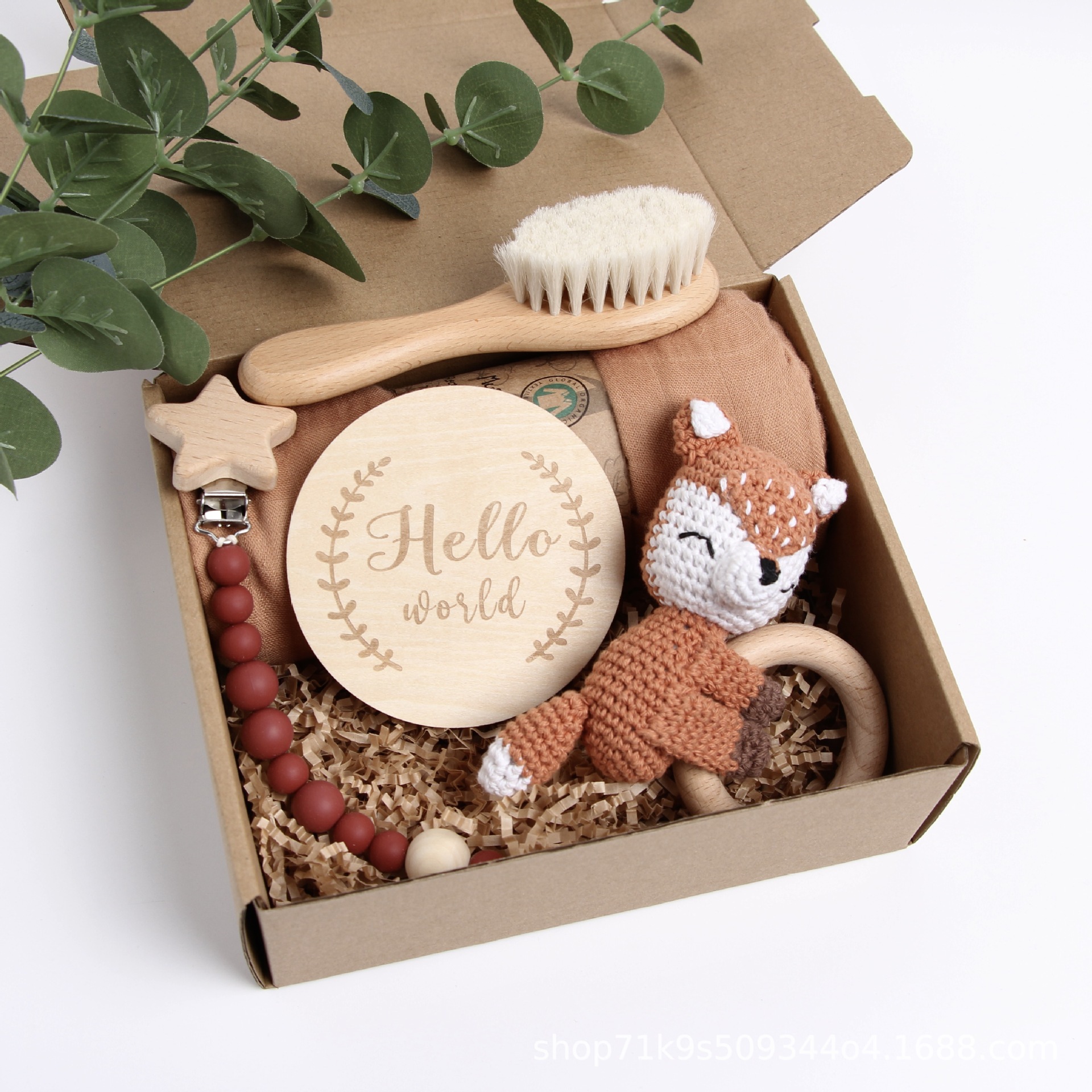 Picture of Baby Shower Gift Rattle Set Cotton Toy Pacifier Clip Blanket