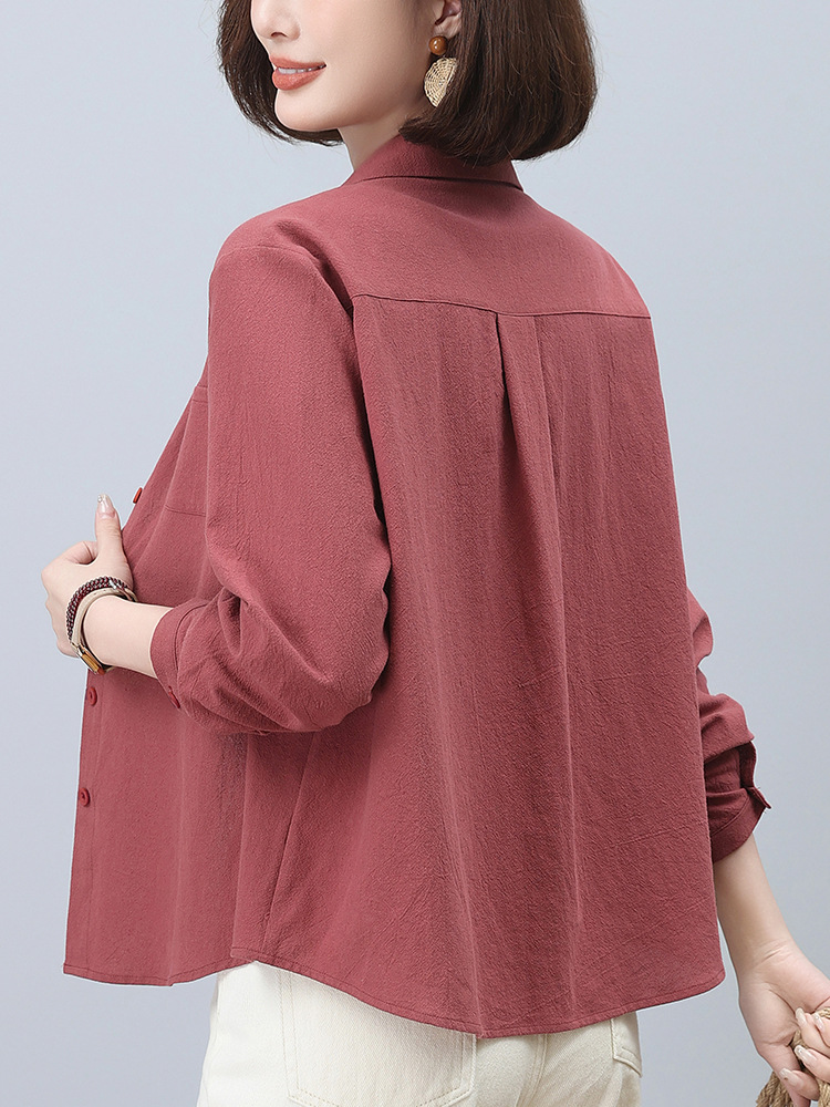 Cotton Shirt Women's Long Sleeve 2024 New Spring Hot Shirt Early Spring Small Shirt Mother Spring and Autumn Design Sense Top