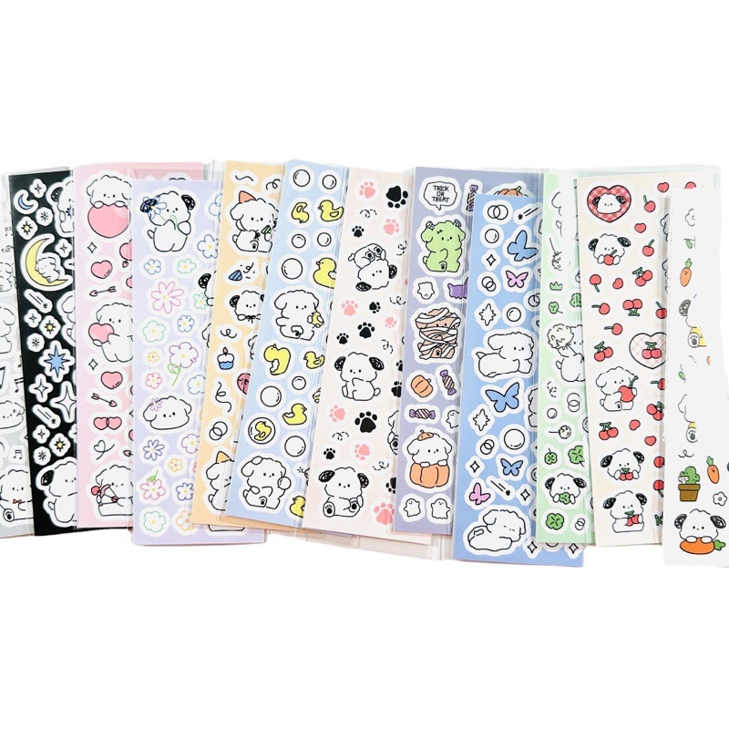 South Korea cartoon small white dog goo card sticker ins dumb film cute hand account small card photo album DIY decorative sticker