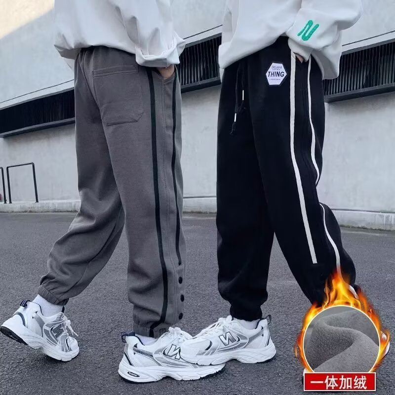 Children's Boys' Pants Spring and Autumn 2024 New Middle-large Children's Autumn Casual Pants Boys Pants fleece-lined Sweetpants
