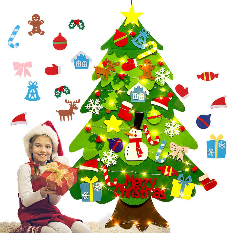 Three meters LED lights with a variety of felt Christmas Tree Children's diy pendant christmasterree Christmas supplies
