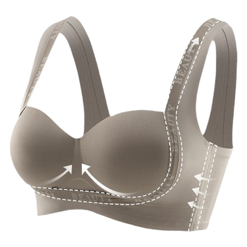 High-quality cotton seamless push-up underwear women's small chest large non-steel ring breast contracting anti-sagging adjustment tilevin bra