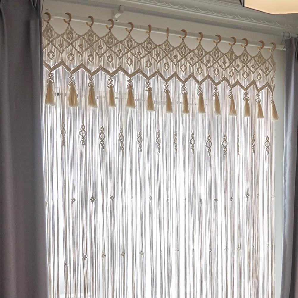 Picture of Hand-Woven Cotton Rope Tapestry Door Curtain Bay Window Bohemian Wedding Backdrop Partition Curtain Decoration Bedroom Home Decor