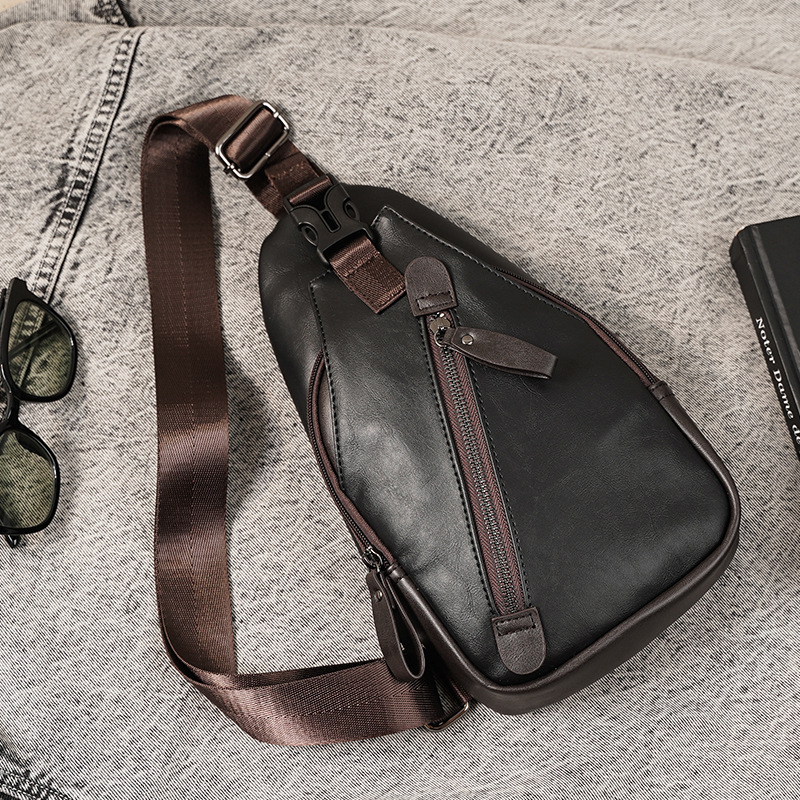Picture of Wholesale New Korean Style Pu Leather Men's Chest Bag, Fashionable Shoulder Bag, Crossbody Bag, Hanging Bag, Cycling Backpack