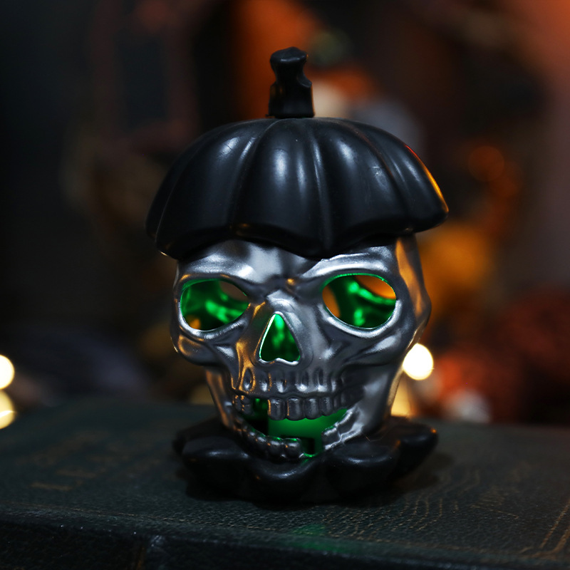 Picture of Halloween Skull Electronic Candle Lamp Ghost Festival Decoration Pumpkin Lantern Halloween Party Decoration Props Scene Cloth
