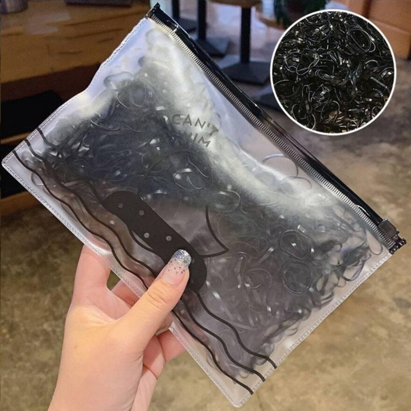 Picture of Children's headdress disposable rubber band women's black hair band high elastic hair rope hair accessories do not hurt hair rope wholesale