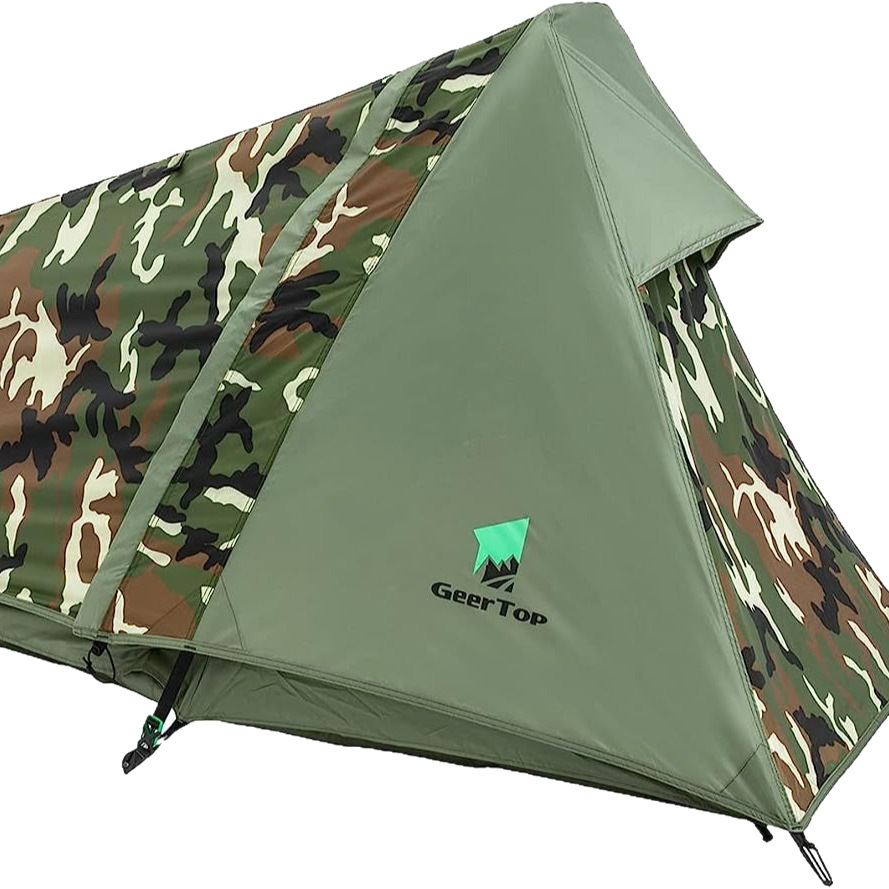 Picture of cross-border single mountaineering tent outdoor field equipment camouflage rainproof pyramid tent winter camping tent