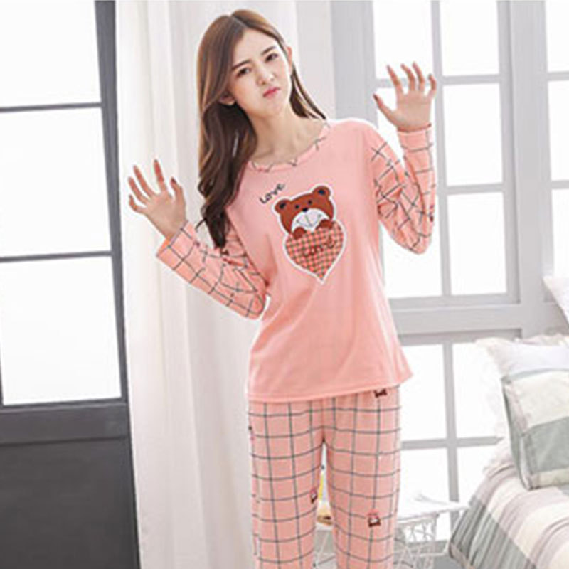 Picture of Factory Clearance Welfare Spring and Autumn Pajamas Women's Casual Comfortable Lady Style Long Sleeve Trousers Two-Piece Home Clothes